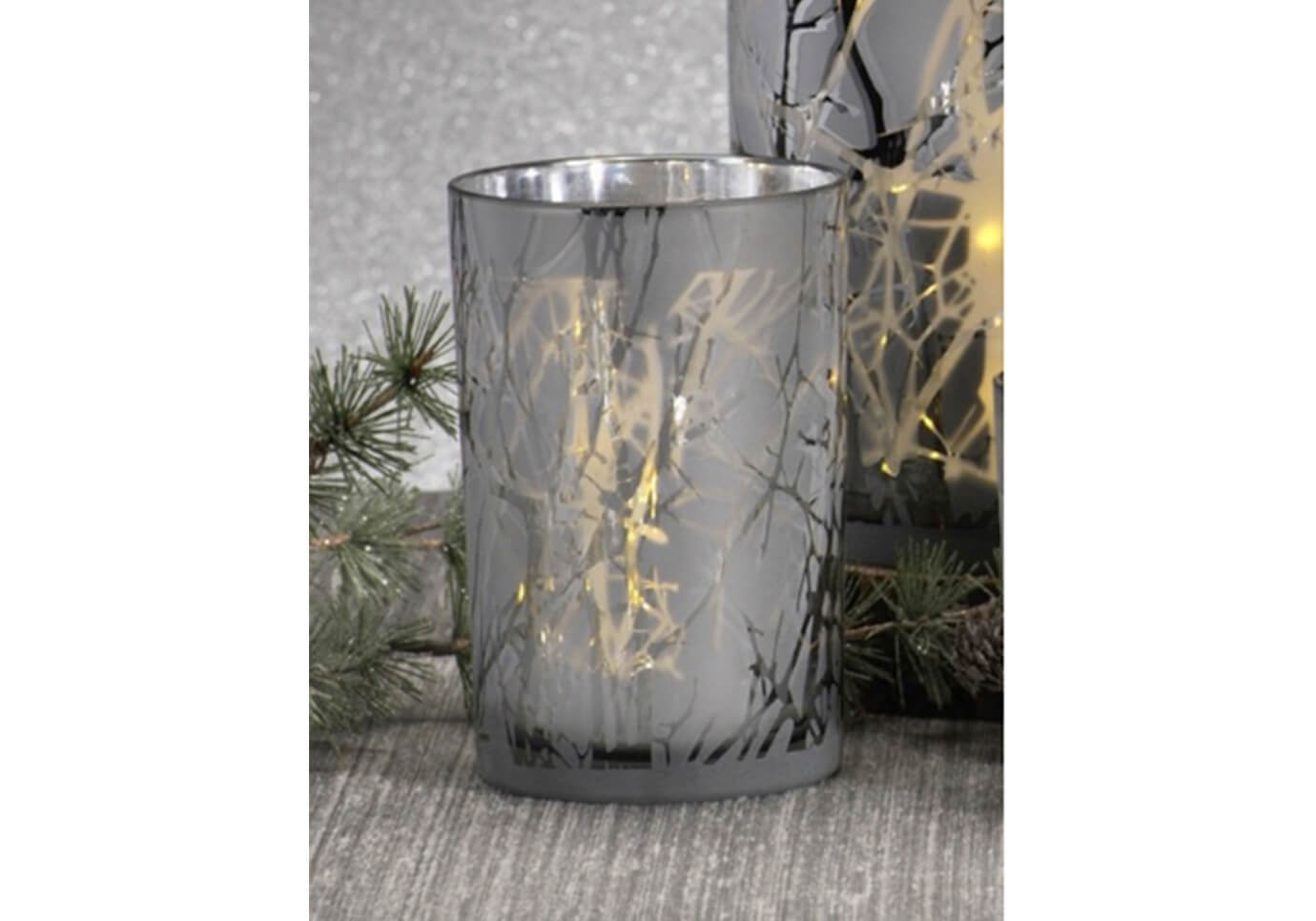 Portavela Vidrio Esmerilado Ramas