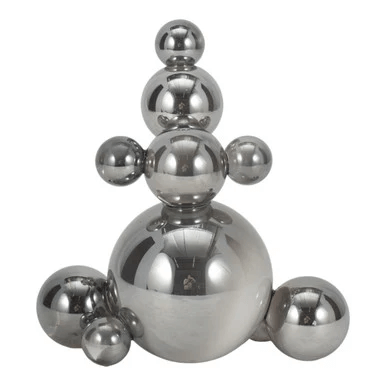 Escultura de Esferas de Cristal Plateado