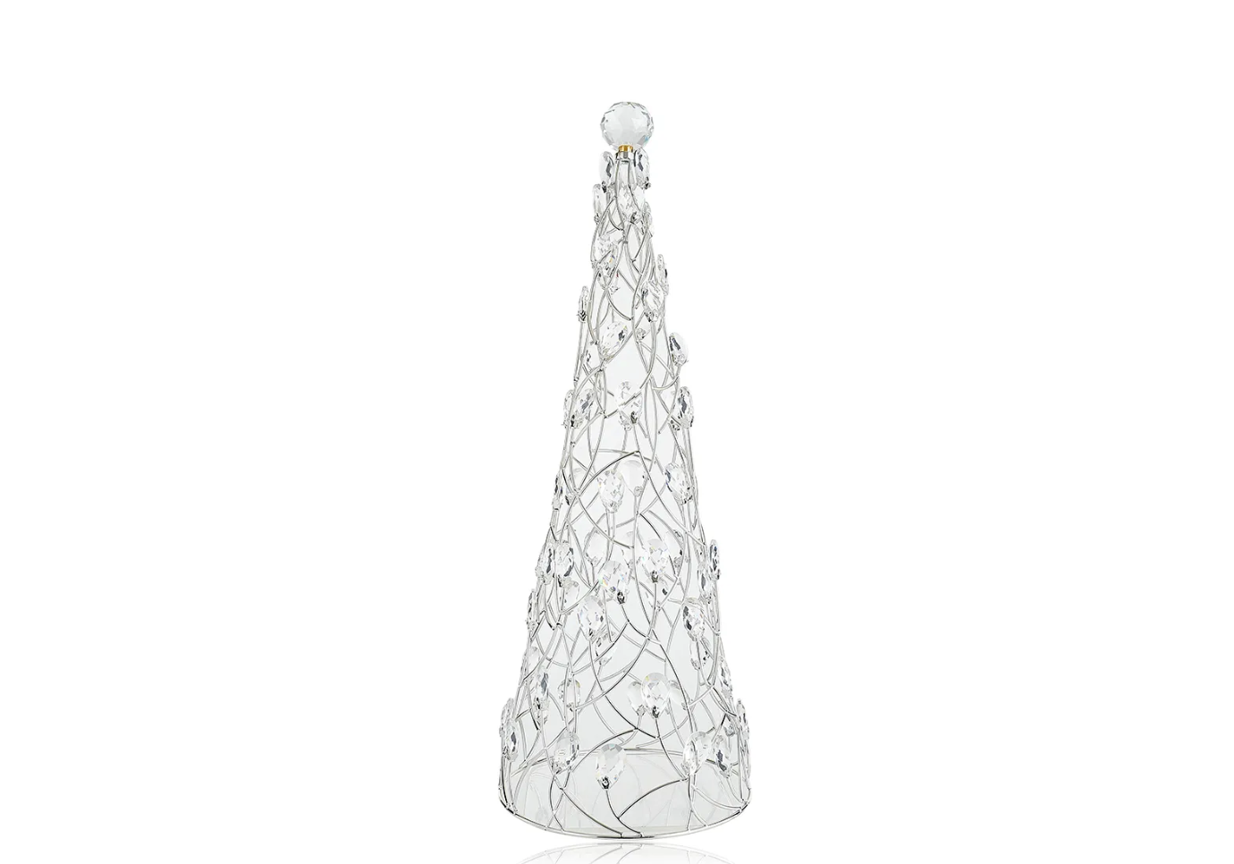Pino de Metal Plateado con Cristales Transparentes