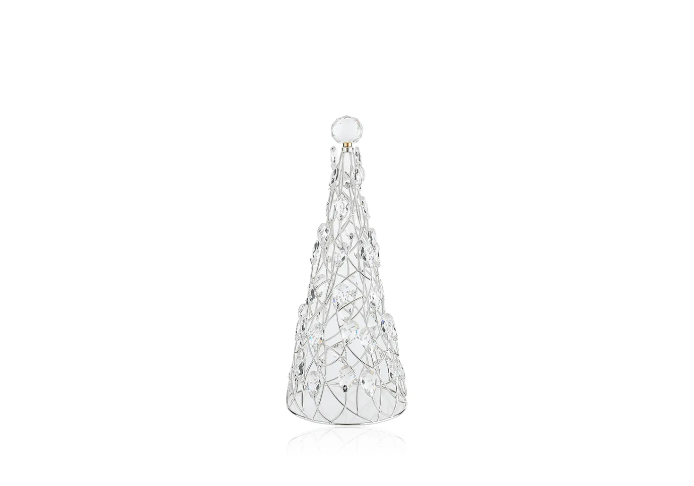 Pino de Metal Plateado con Cristales Transparentes