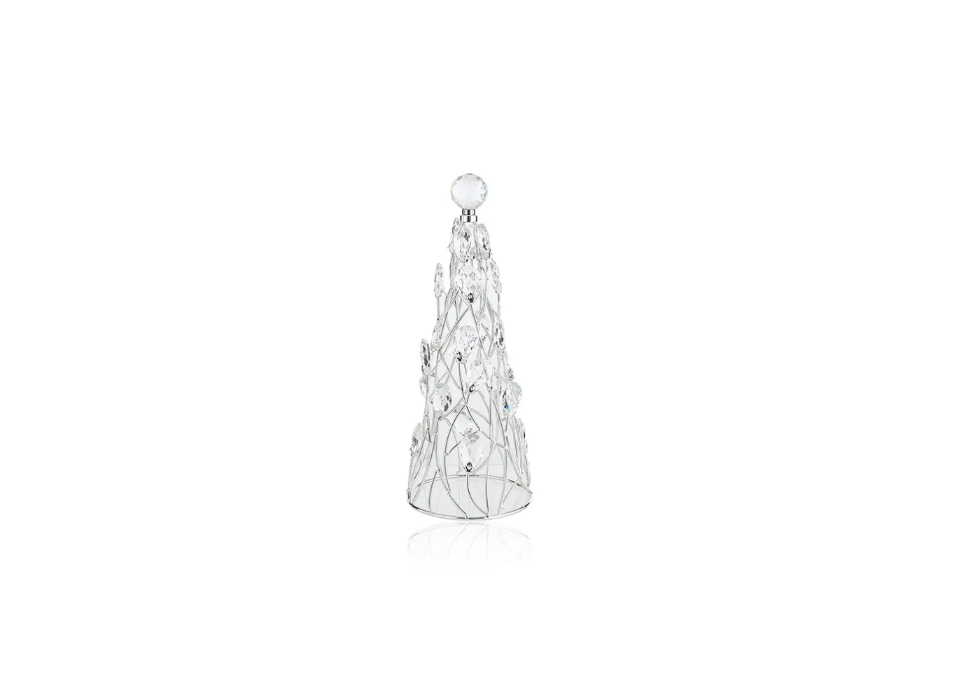 Pino de Metal Plateado con Cristales Transparentes