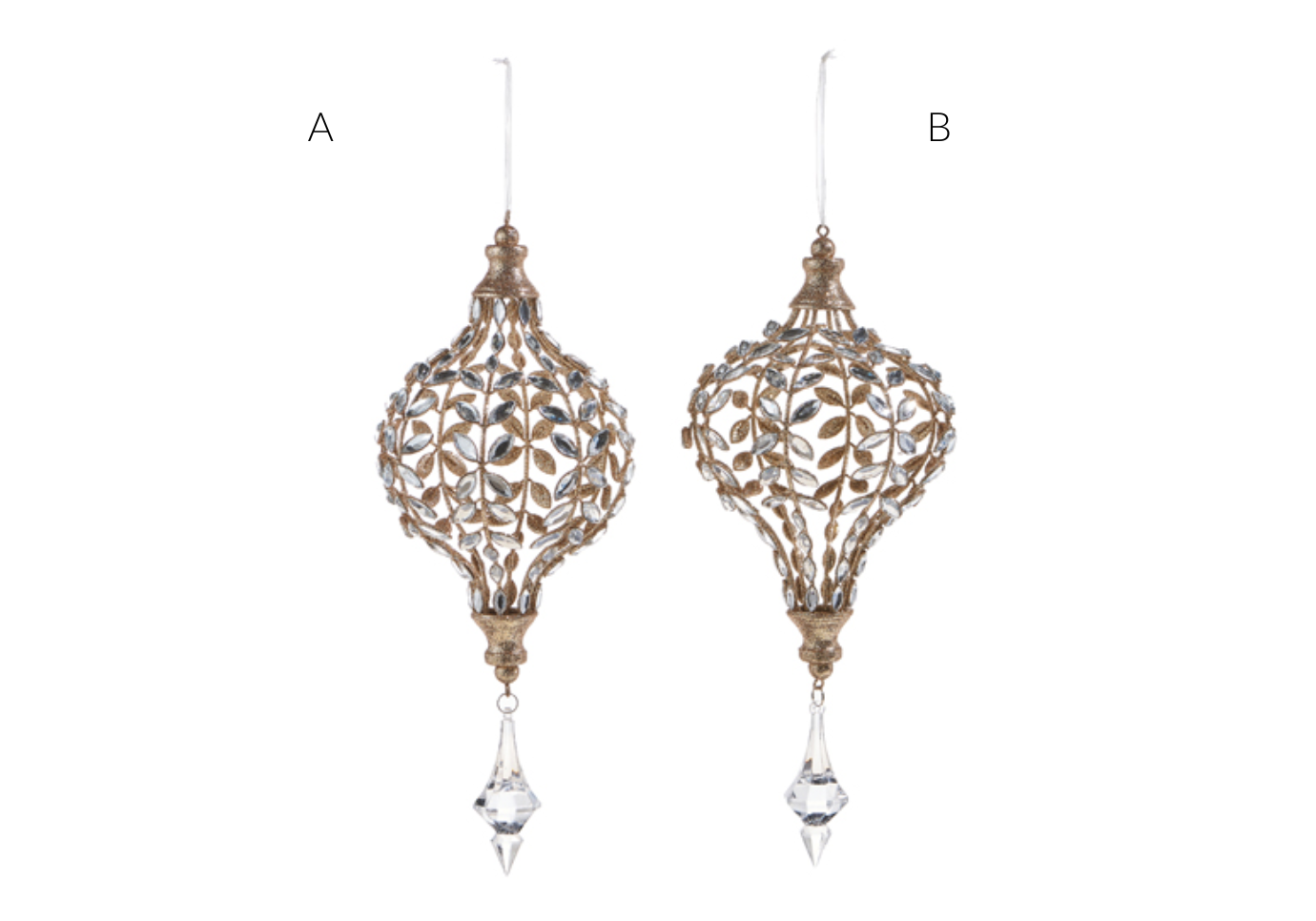 Esfera de metal champagne cristal y gota colgando