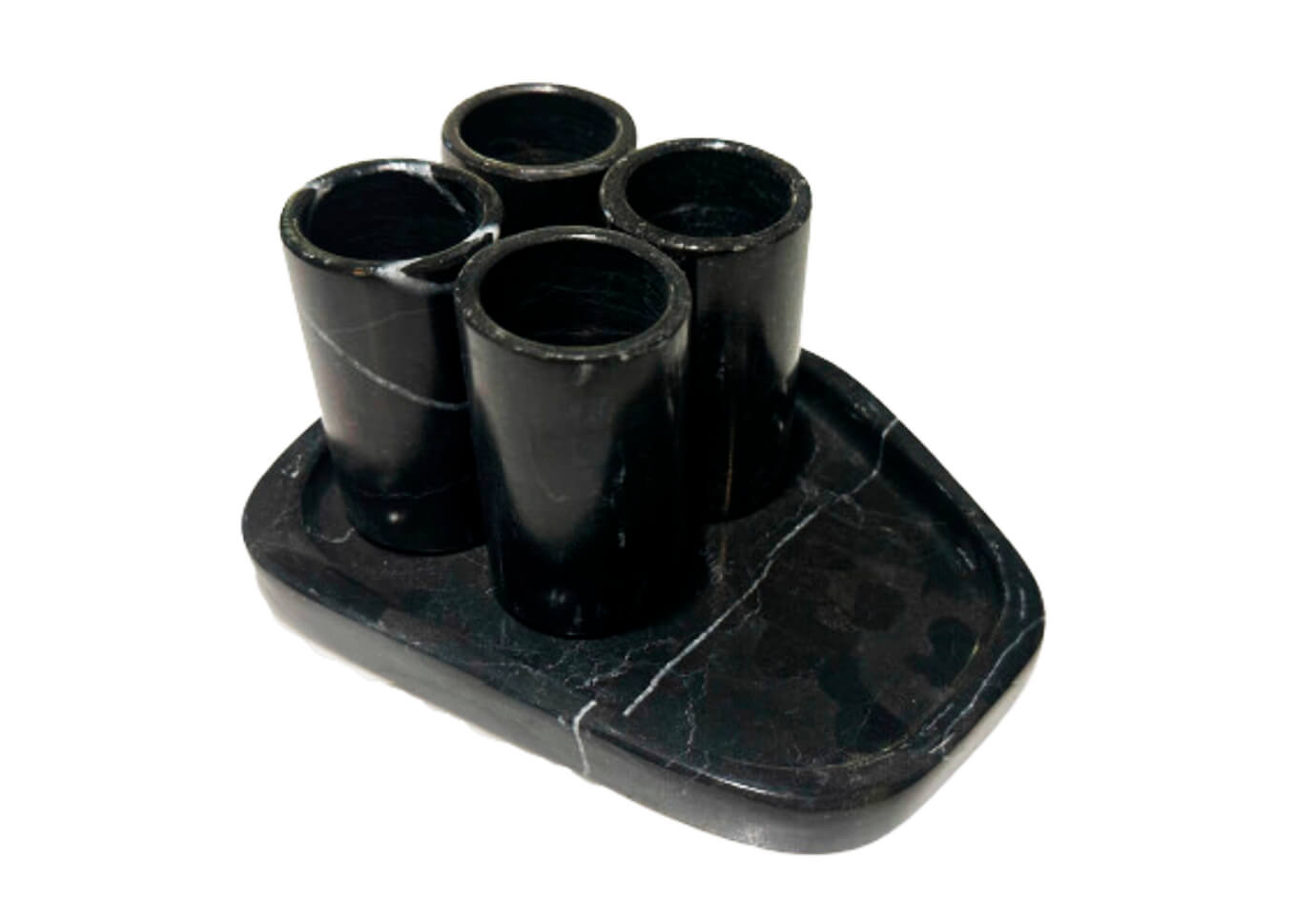 Set de 4 Tequileros de Mármol Negro y Base