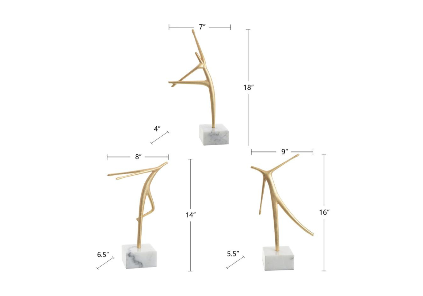 Esculturas de Silueta de Metal sobre Base de Mármol