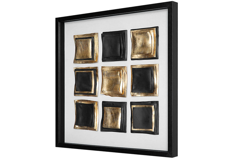 Cuadro Caja Cuadros Arcilla Oro y Negro 81 cm