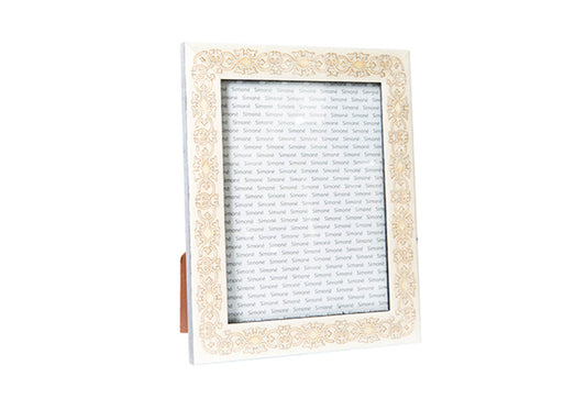 Portarretrato Italiano de Concha Beige con Patrón