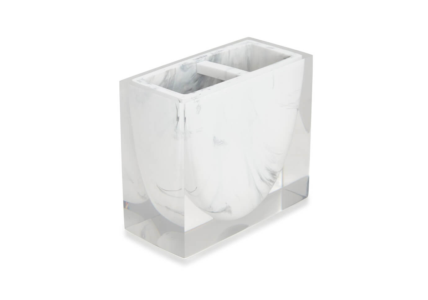 Portacepillos Resina Marmoleado Blanco