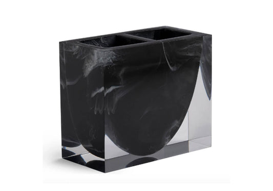 Portacepillos Resina Marmoleado Negro