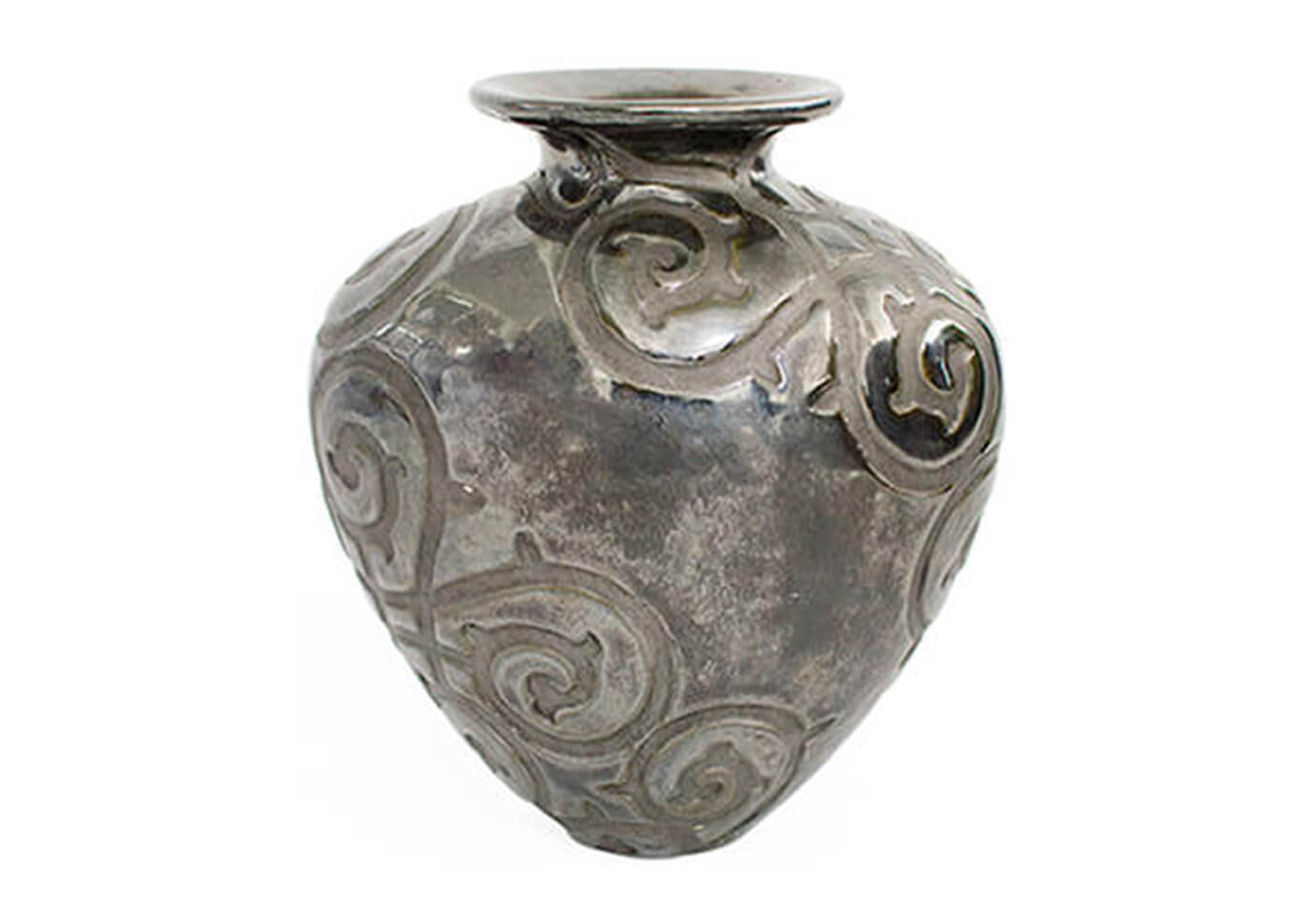 Florero Cerámica Negro con Patrón Gris Corazón - Simone