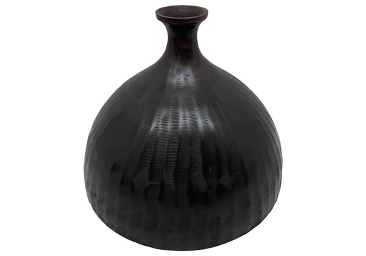 Florero Bajo de Metal Negro Cuello Chico