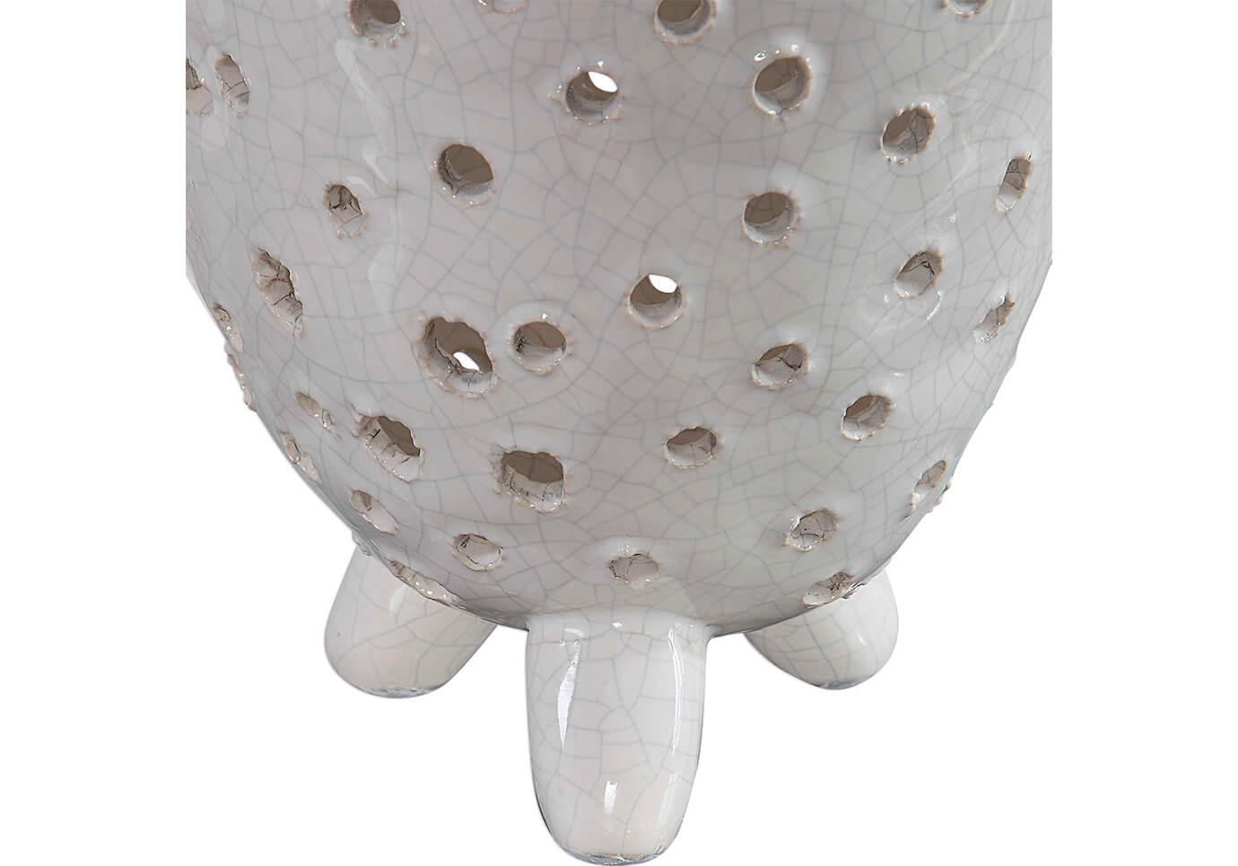 Jarrón de Cerámica Marfil con Perforaciones Base Trípode