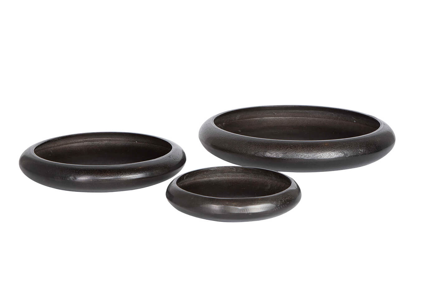 Maceta Redonda Plana Metal Negro