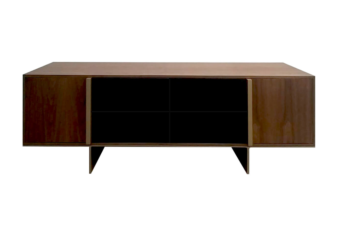 Bufetero Madera Vinil Negro y Latón Dorado
