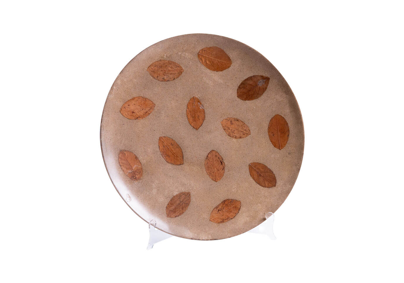 Plato Artesanal Incrustación de Hojas