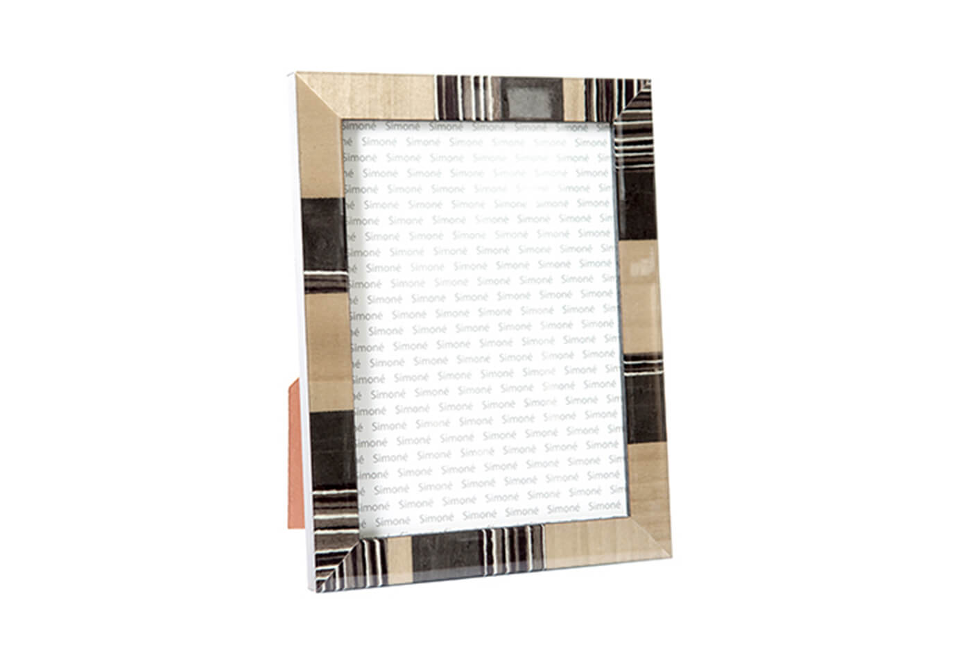 Portarretrato Italiano de Madera Rayas Negro/Beige - Simone