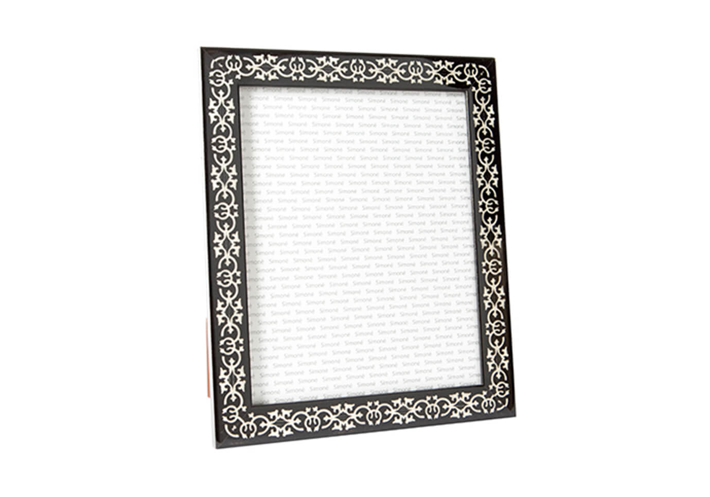 Portarretrato Italiano Negro con Filigrana en Madre Perla