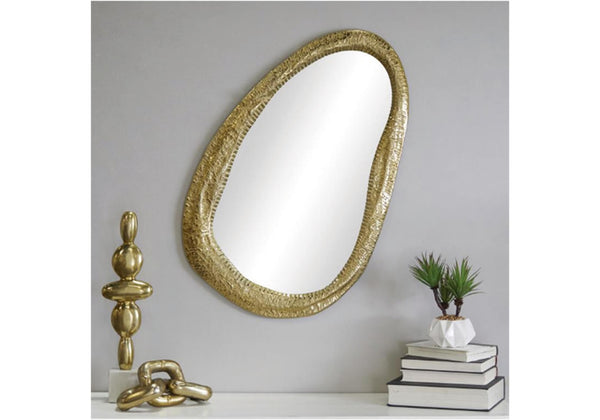 Espejo Irregular Borde Aluminio Dorado 89 cm