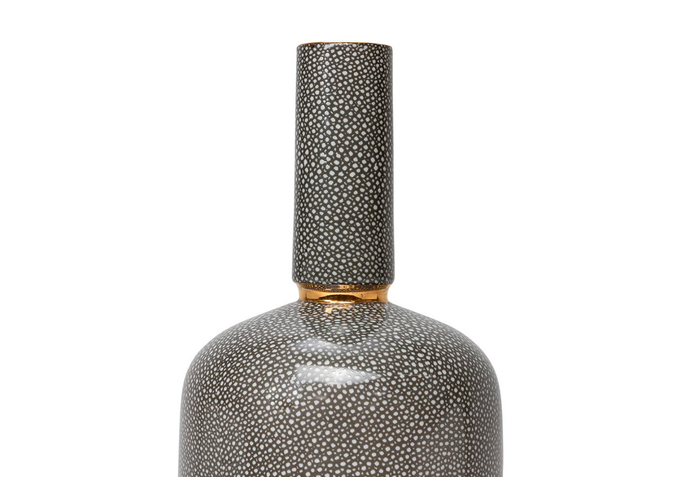 Florero Cerámica Puntos Cinturón Dorado