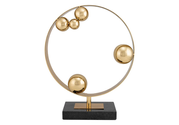 Escultura Aro con Esferas Dorado Brillante