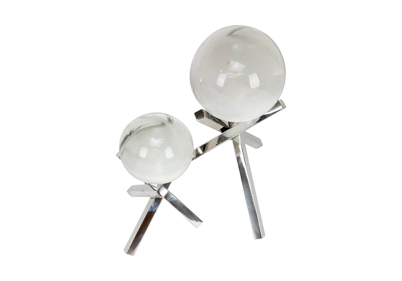 Escultura Esfera de Cristal Base Jack Plata