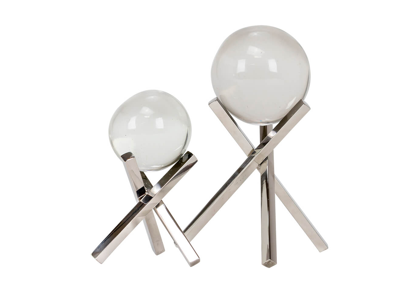 Escultura Esfera de Cristal Base Jack Plata