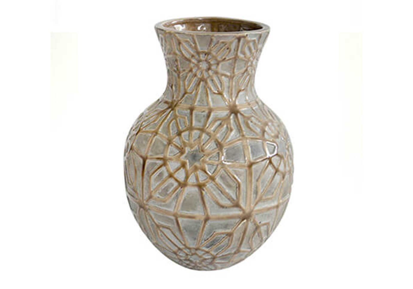 Florero Cerámica Gris con Patrón Arena Alto - Simone