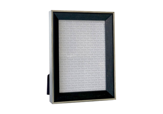 Portarretrato de Madera Negro Filo Plateado