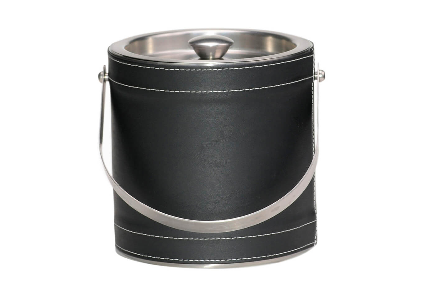 Hielera Vinipiel Negro Costuras Tapa Acero