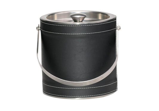 Hielera Vinipiel Negro Costuras Tapa Acero