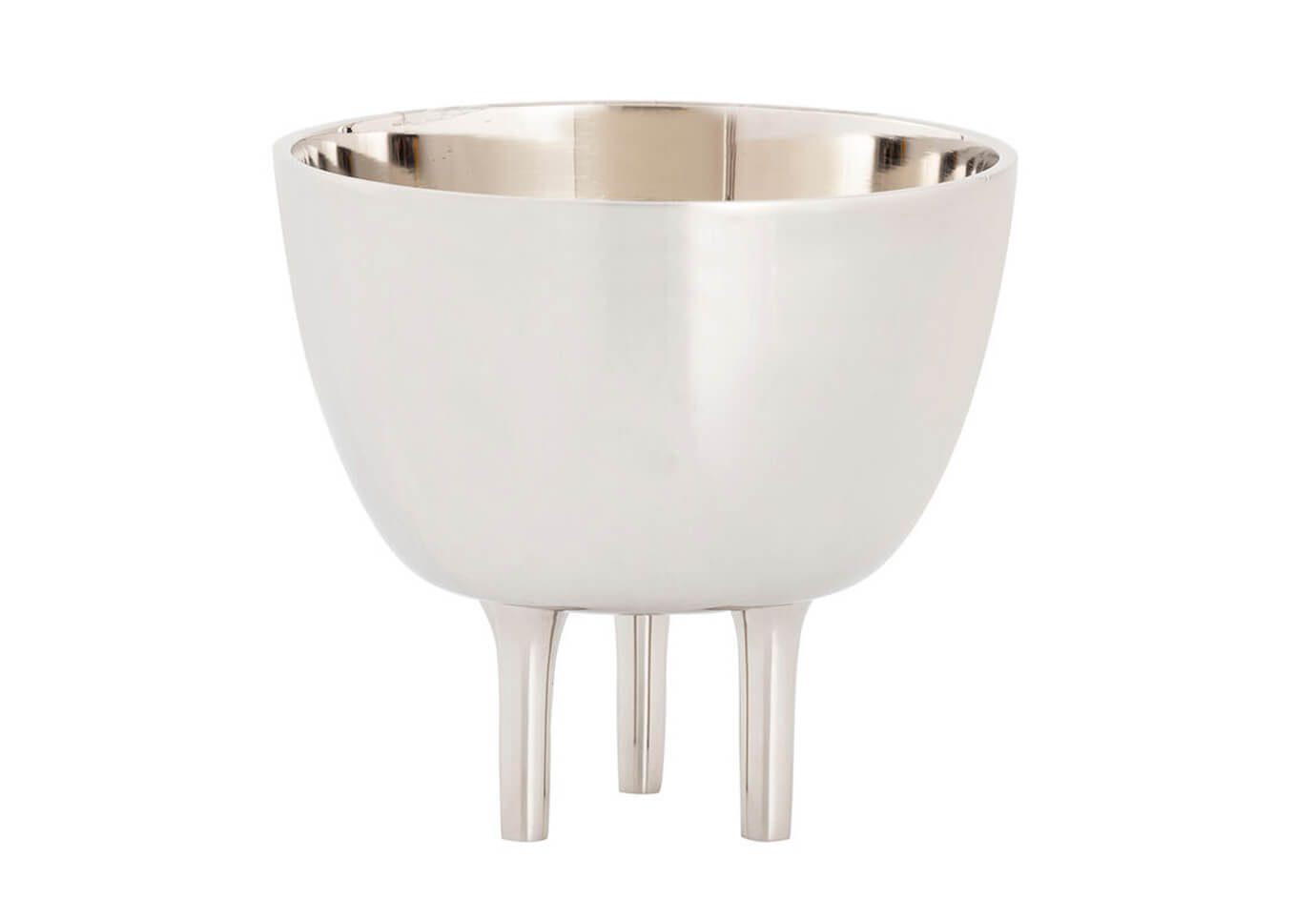 Bowl de Metal Plateado Pulido con Patitas