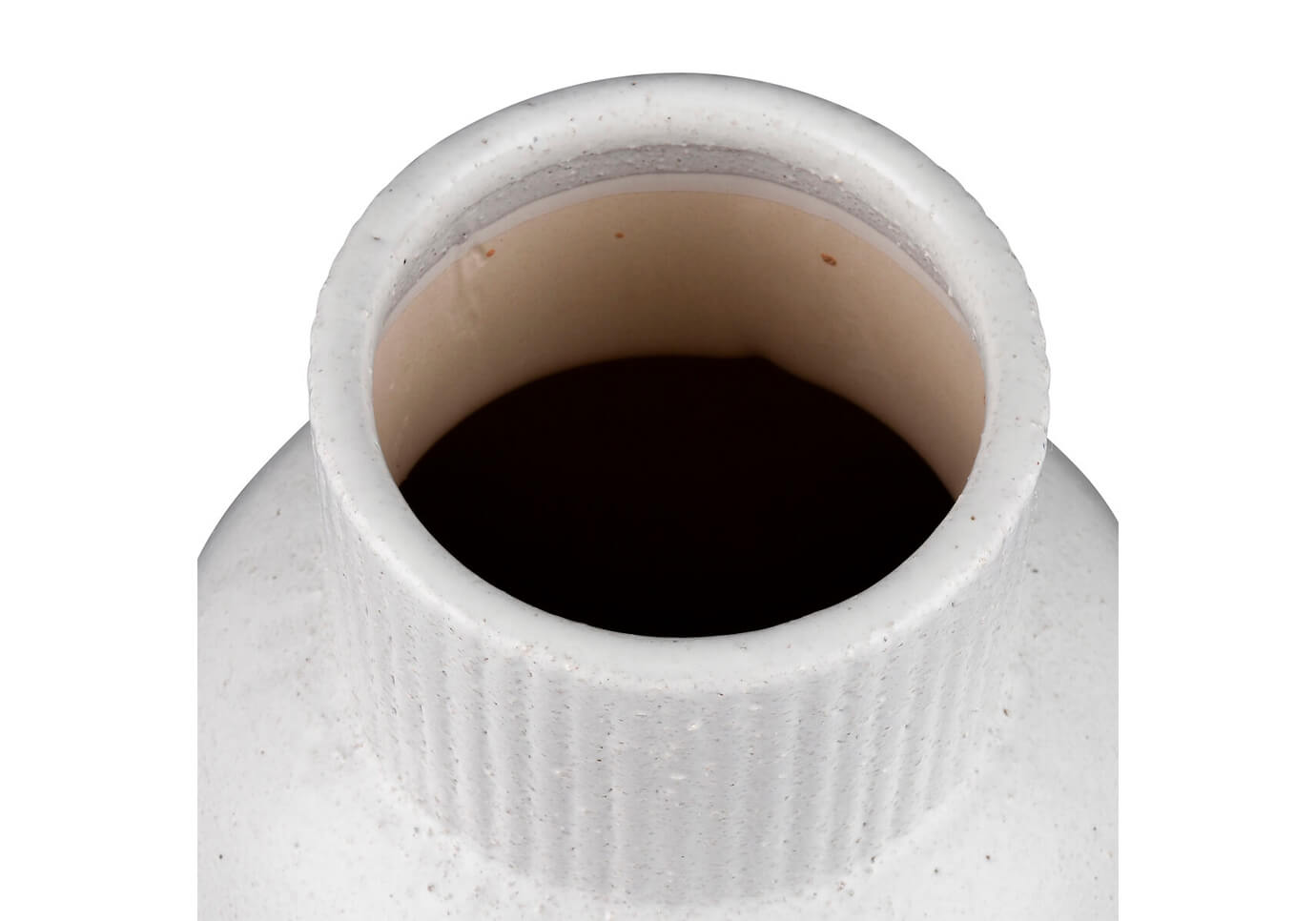 Florero Cerámica Blanco Esfera en Centro