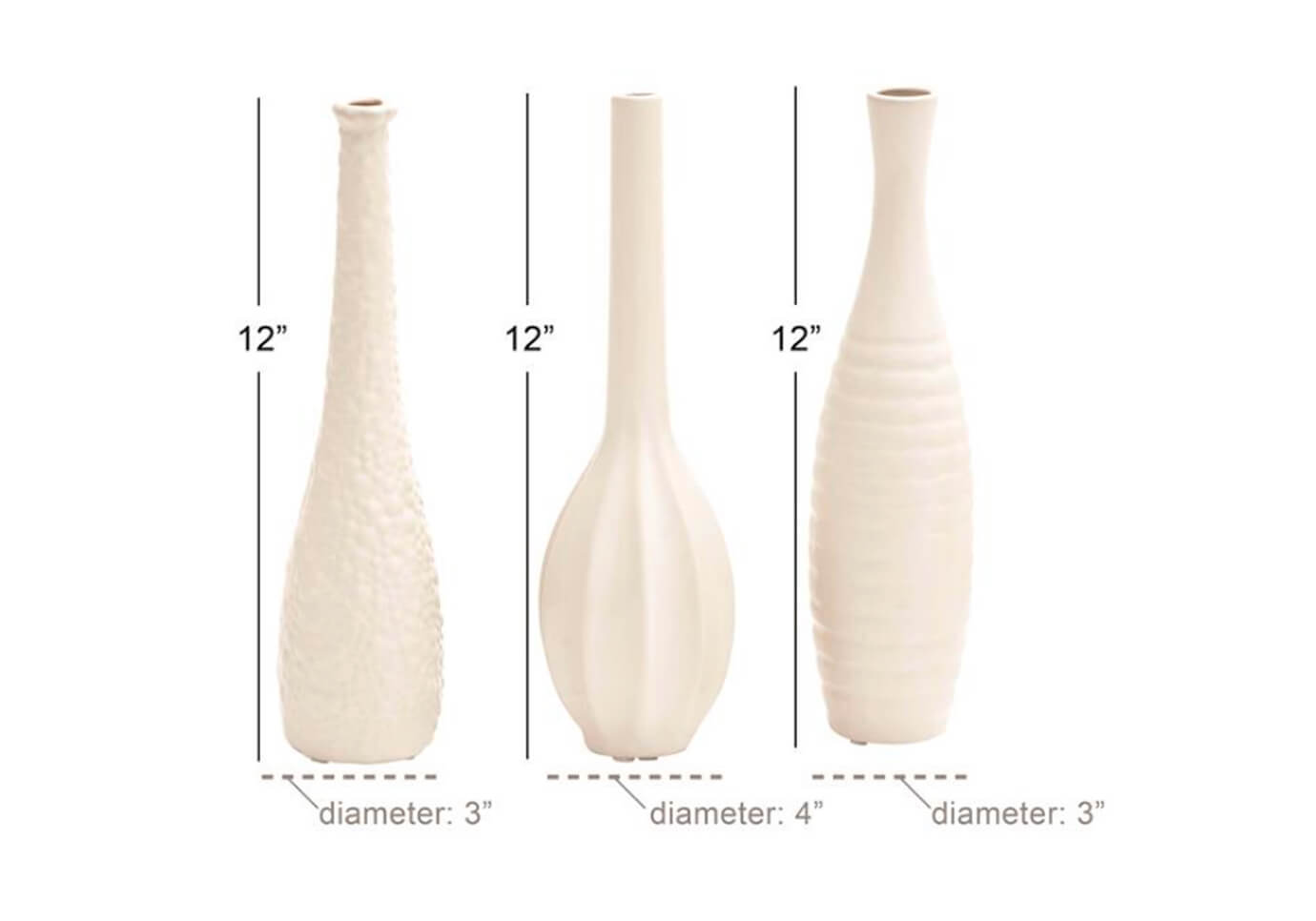 Florero Cerámica de Cuello Alto Esmalte Blanco