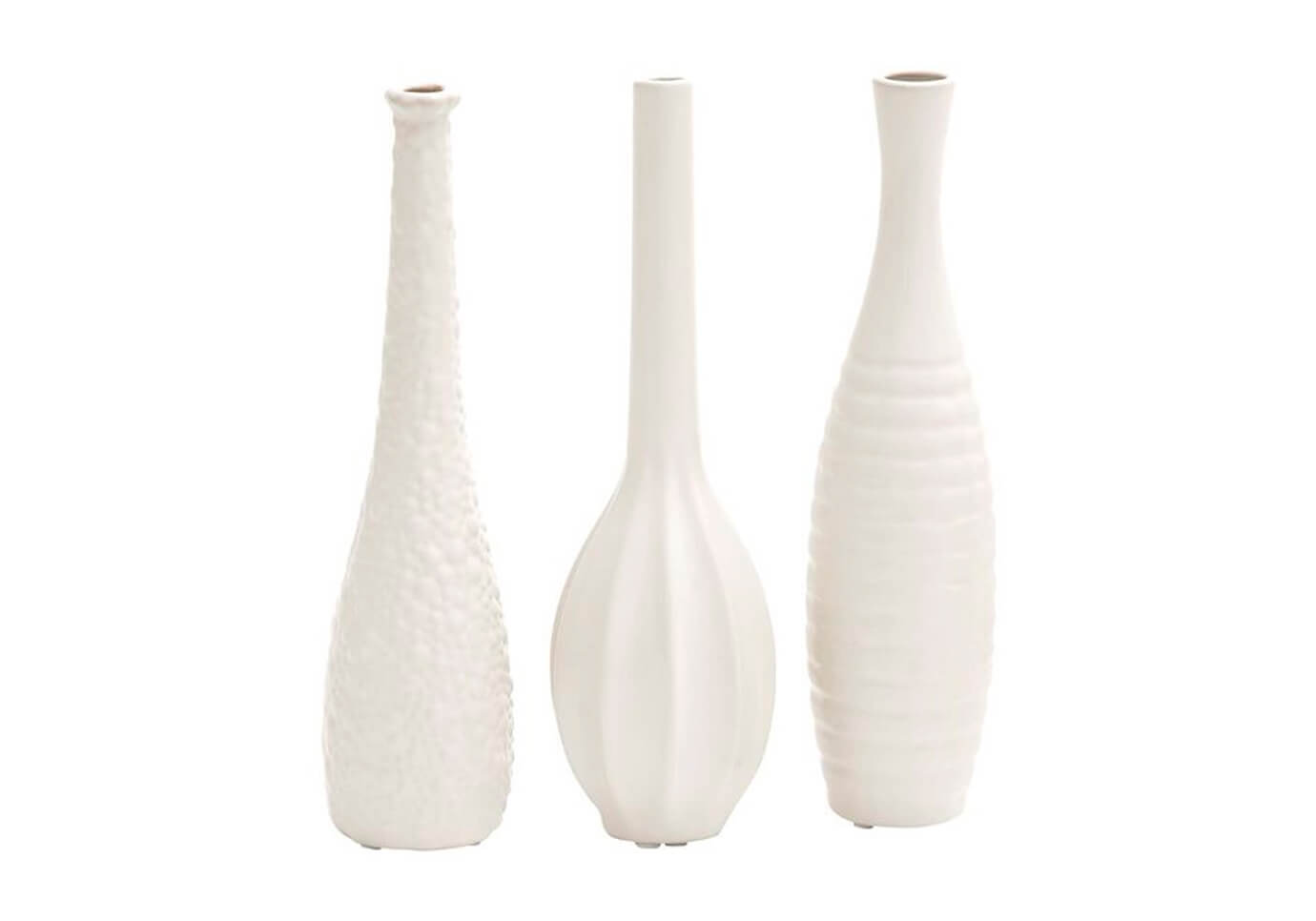 Florero Cerámica de Cuello Alto Esmalte Blanco