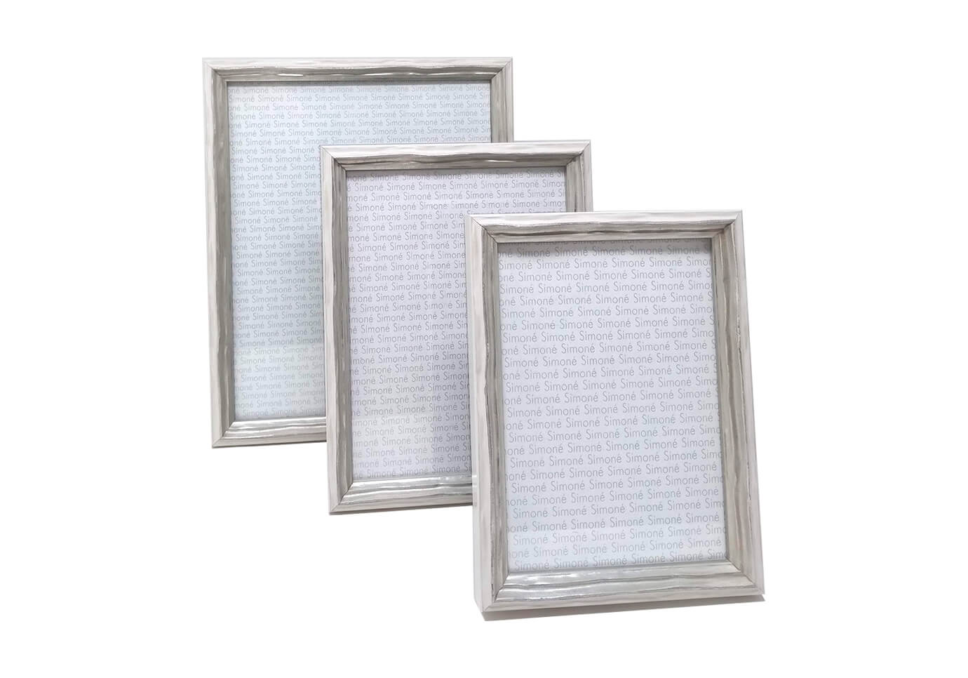 Portarretrato Madera Italiana Lineas Curvas Filo Blanco