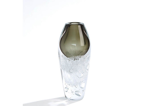 Florero de Cristal Gota Verde Base Burbujas