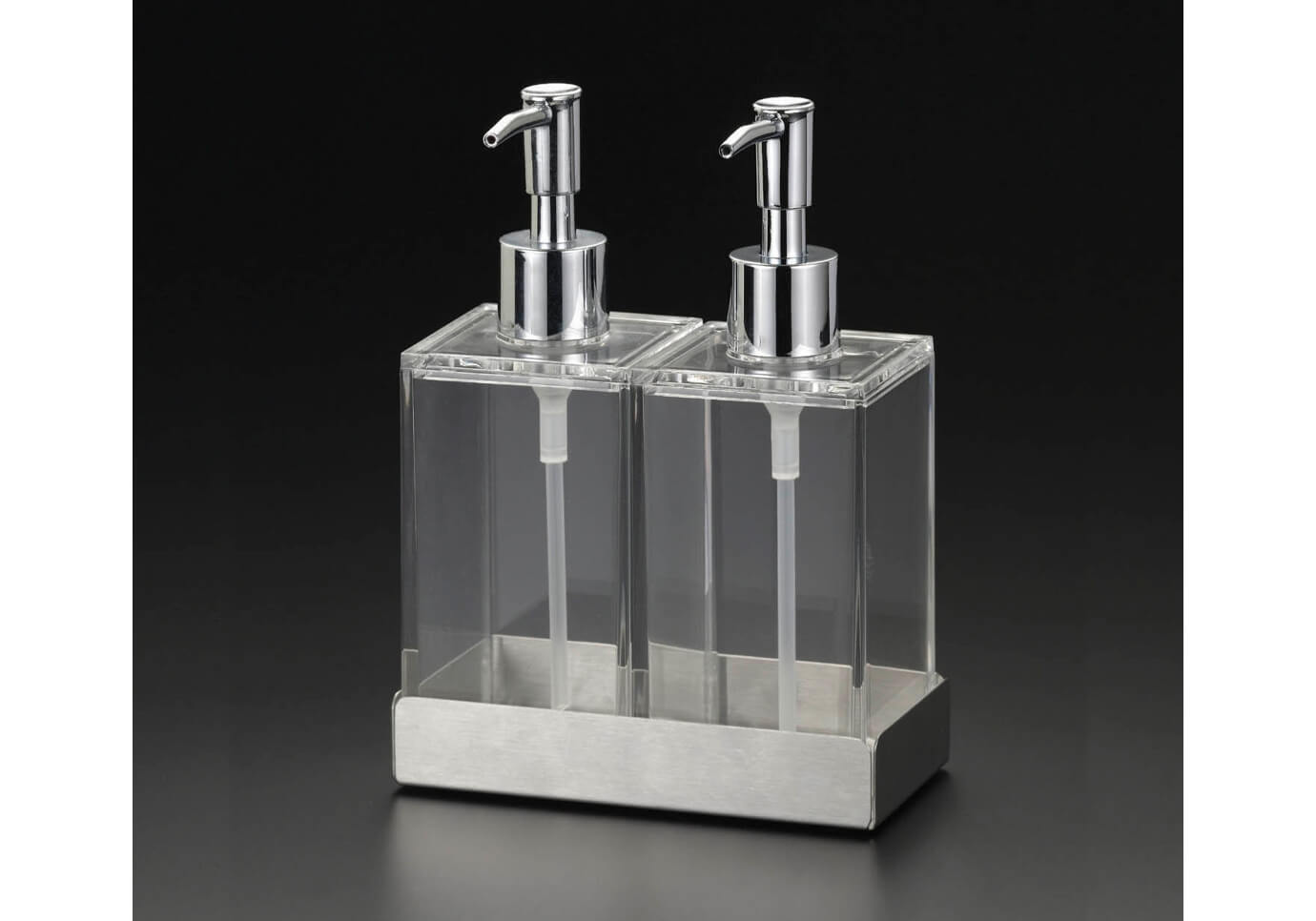 Jabonera Liquida de Acrílico Base Acero - Set de Dos