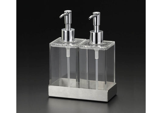 Jabonera Liquida de Acrílico Base Acero - Set de Dos