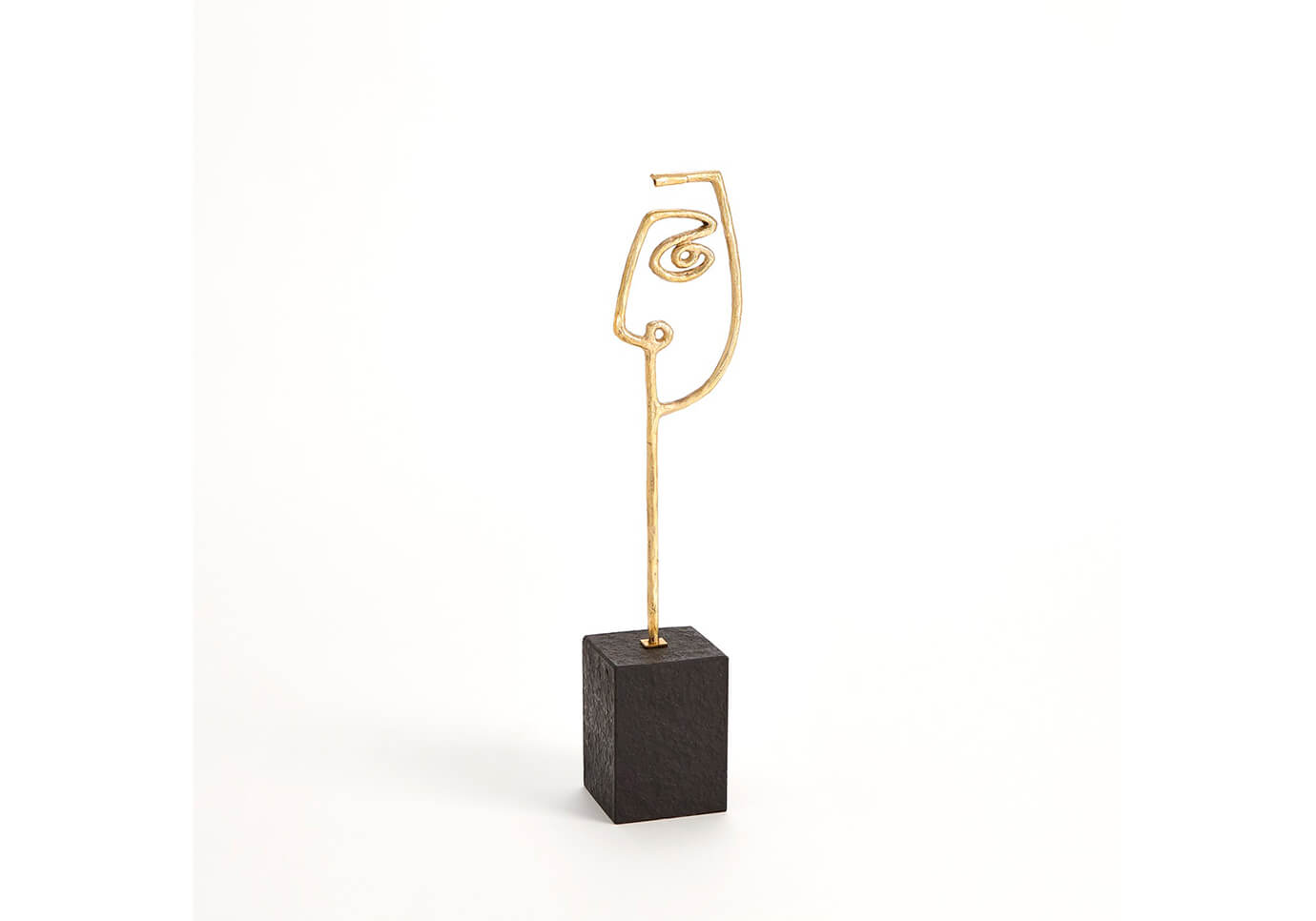 Escultura Unilineal Latón Dorado Base Mármol Flameado