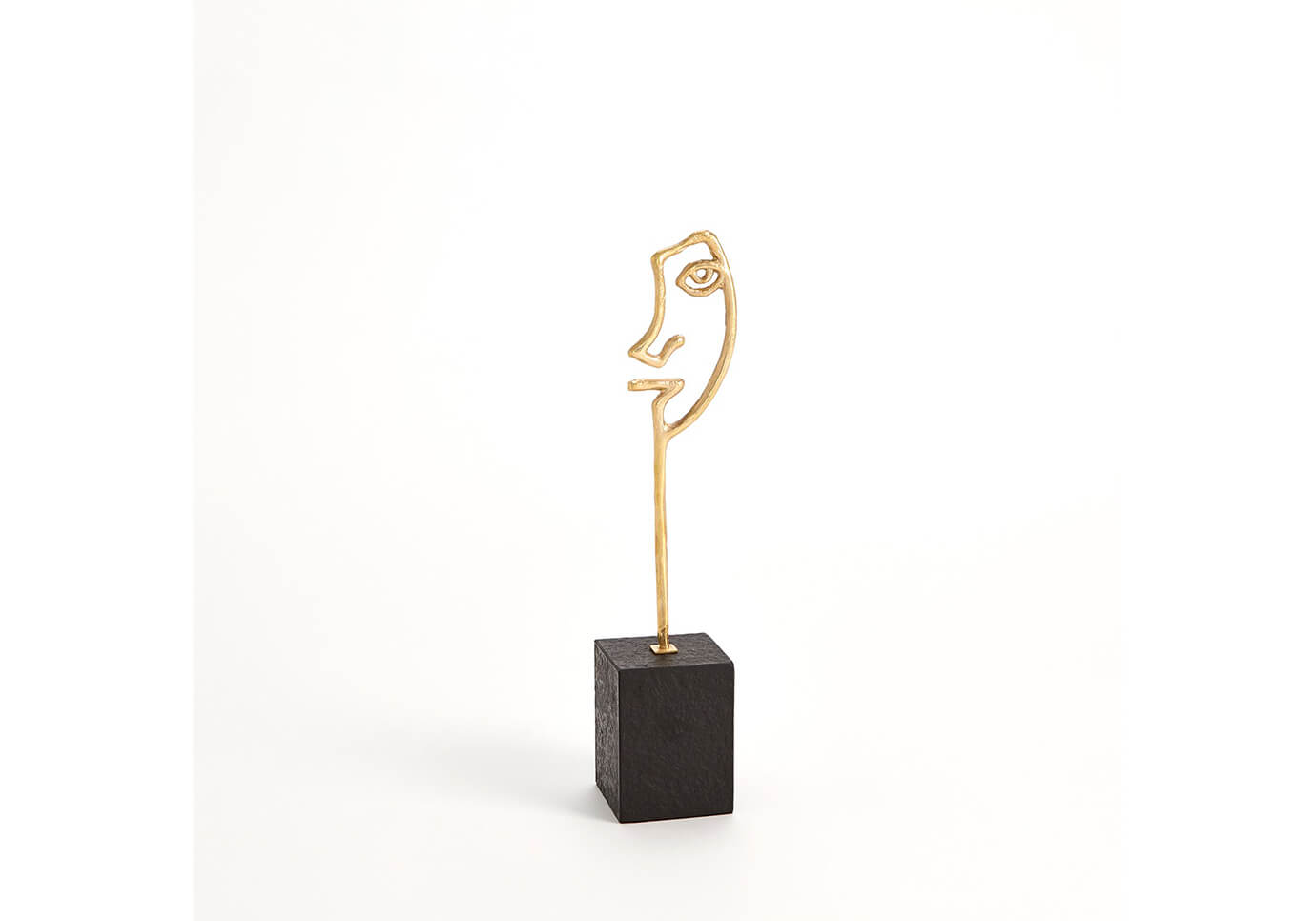 Escultura Unilineal Latón Dorado Base Mármol Flameado