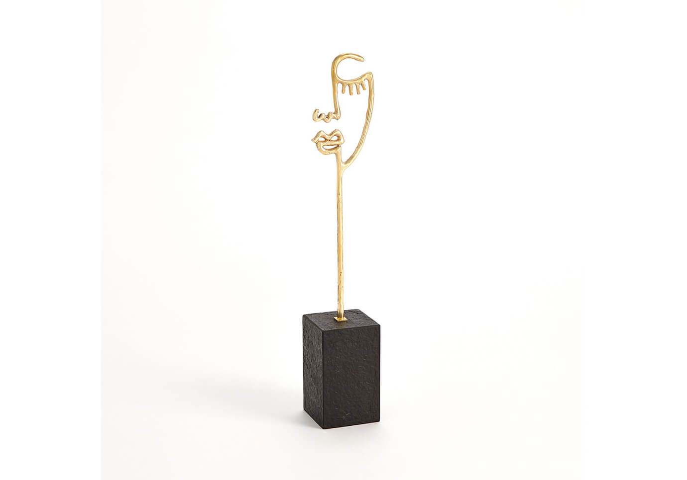 Escultura Unilineal Latón Dorado Base Mármol Flameado