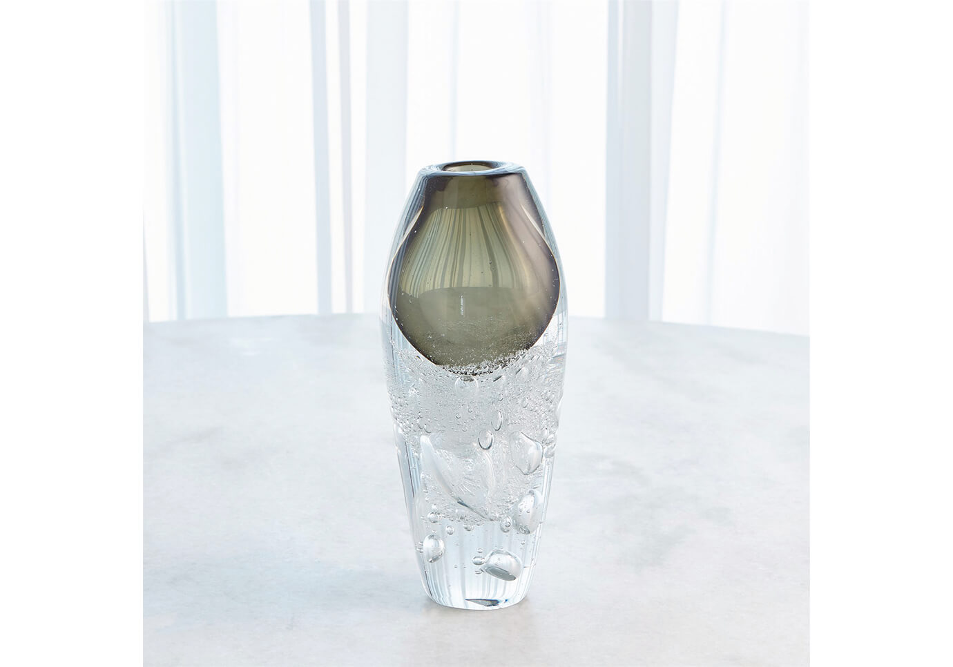 Florero de Cristal Gota Verde Base Burbujas