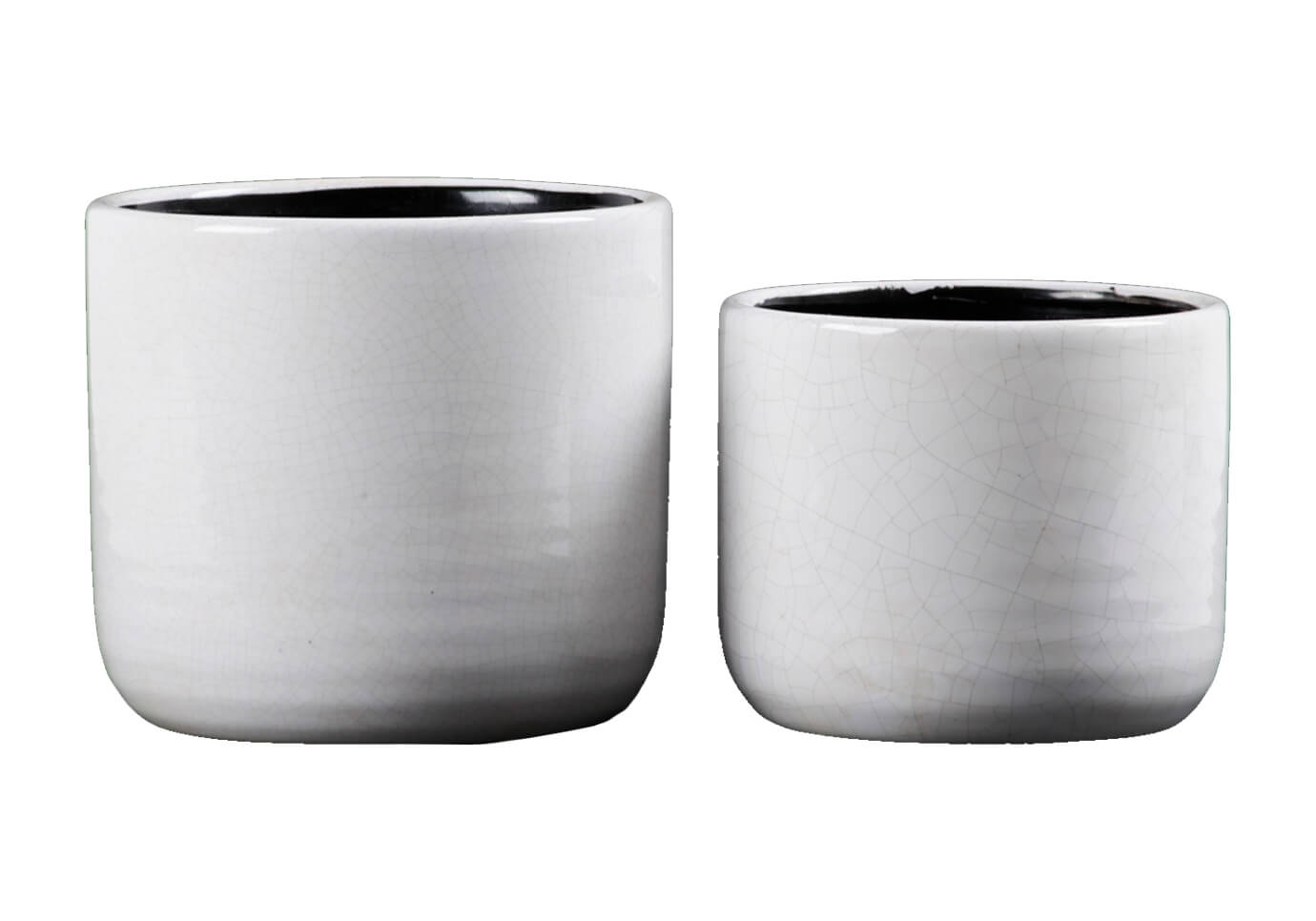 Maceta Cerámica Blanca Craquelada