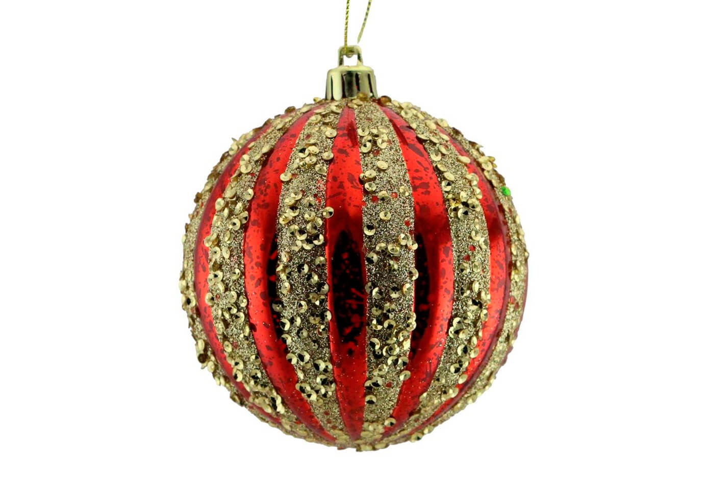 Esfera Gajos Rojo y Dorado 10 cm