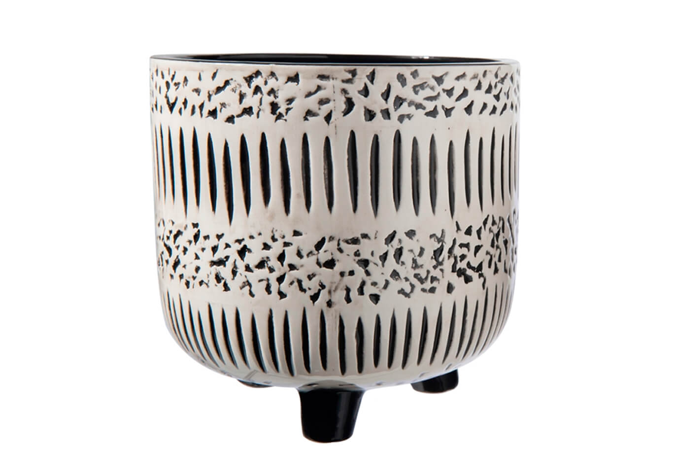 Maceta Cerámica Patrón Tribal de Tres Patas