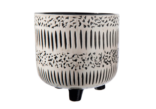 Maceta Cerámica Patrón Tribal de Tres Patas