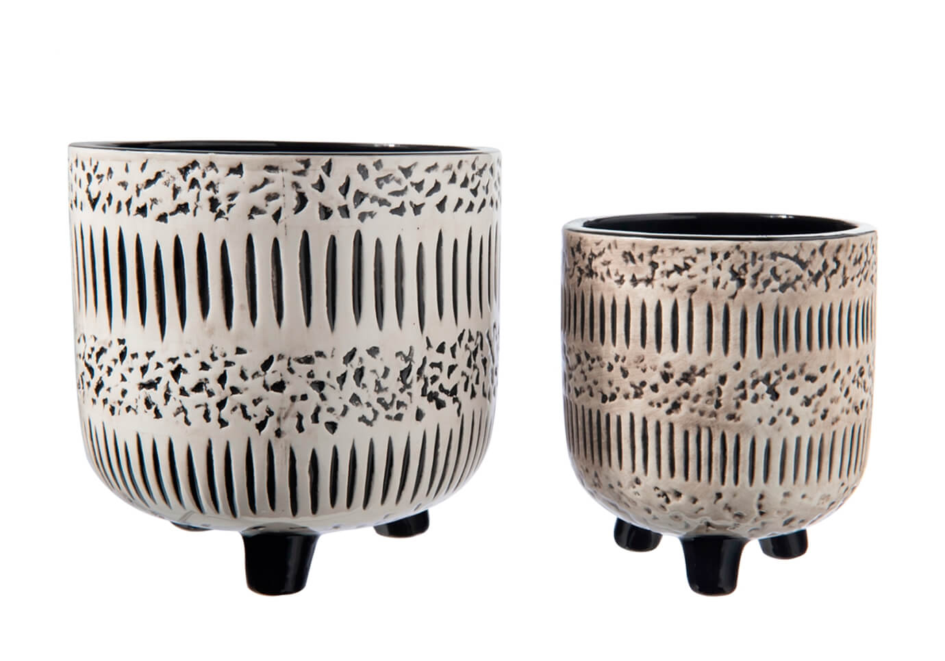 Maceta Cerámica Patrón Tribal de Tres Patas