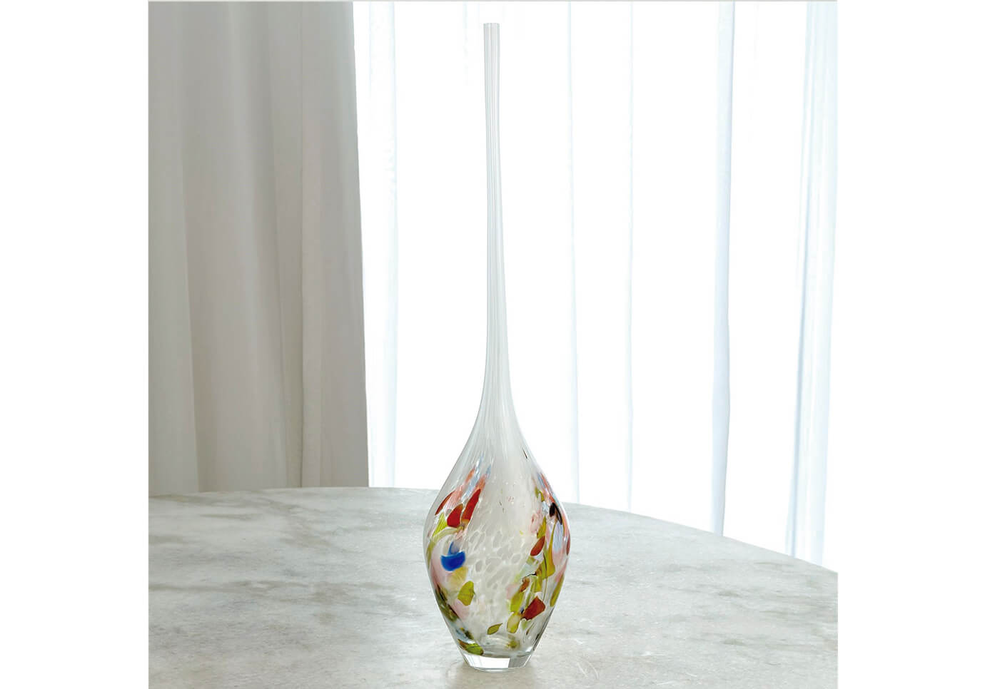 Florero de Vidrio Tallo Largo Manchas Multicolor