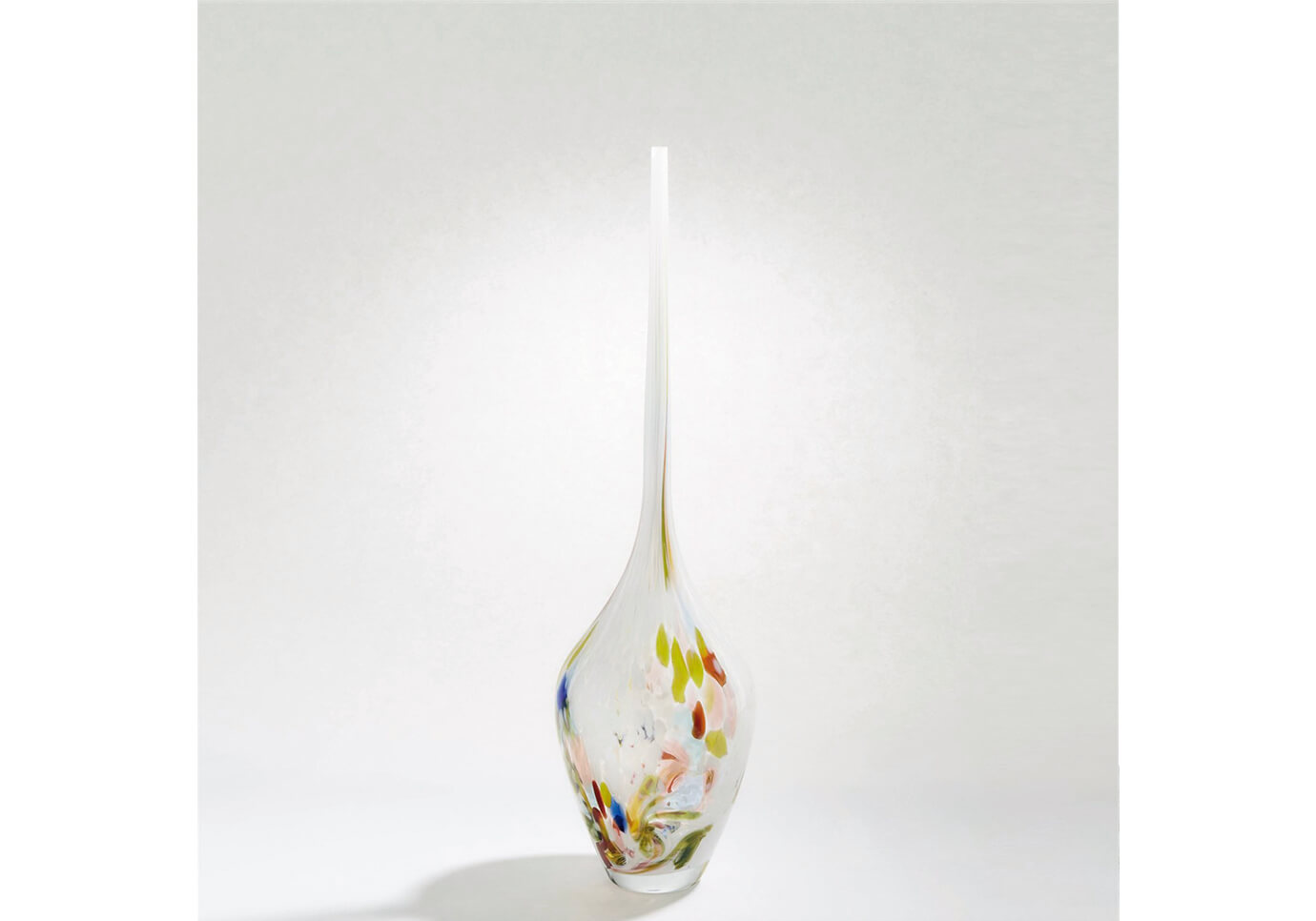 Florero de Vidrio Tallo Largo Manchas Multicolor