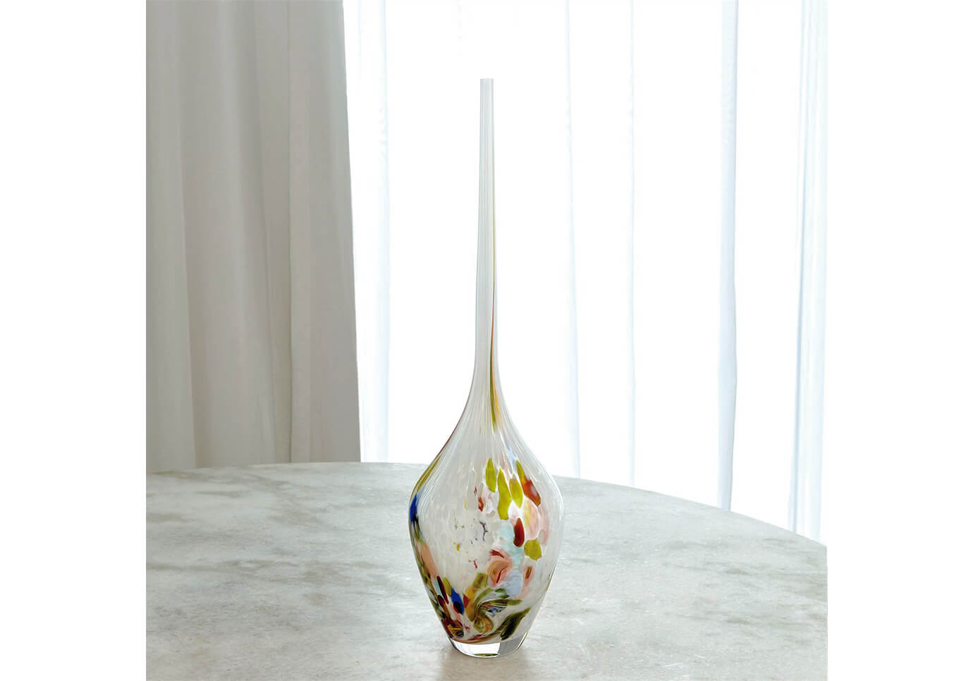 Florero de Vidrio Tallo Largo Manchas Multicolor