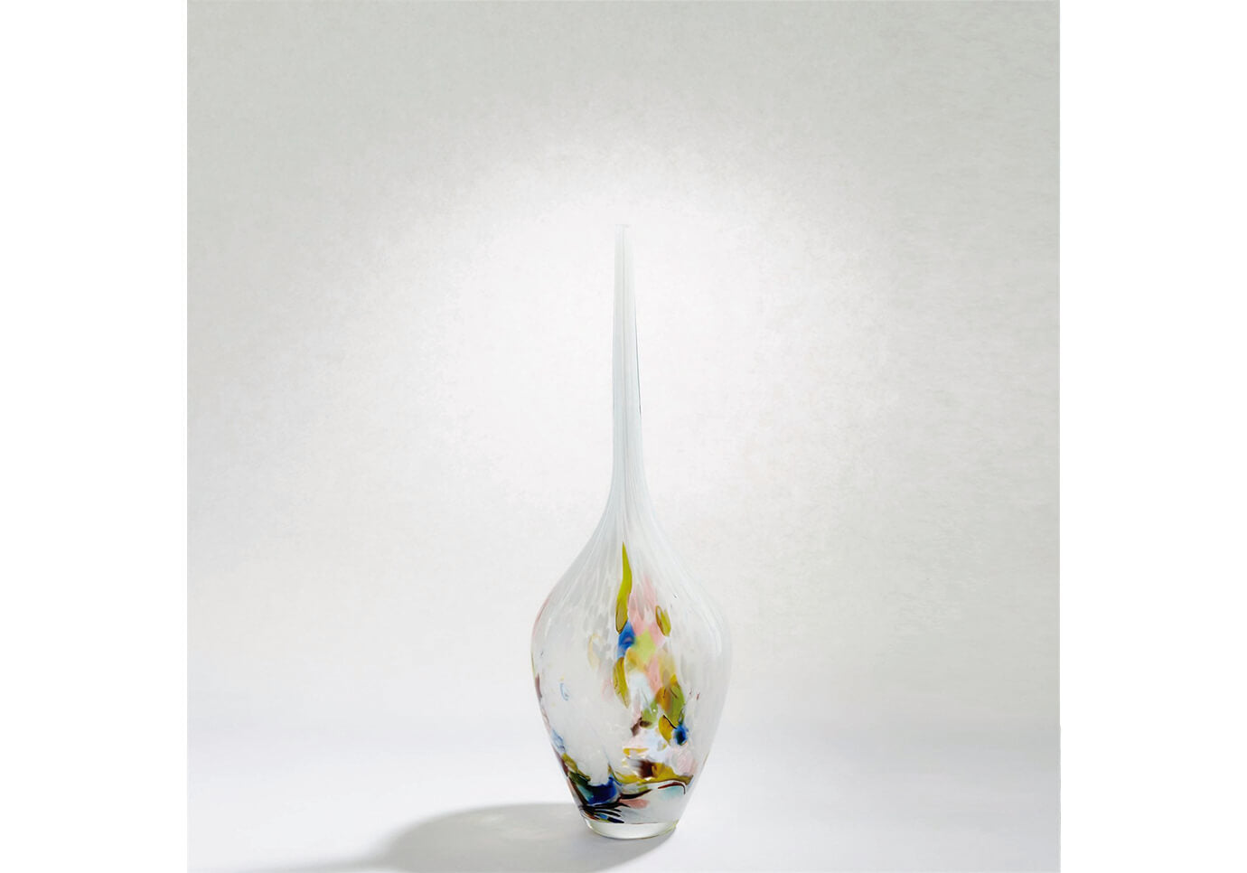 Florero de Vidrio Tallo Largo Manchas Multicolor